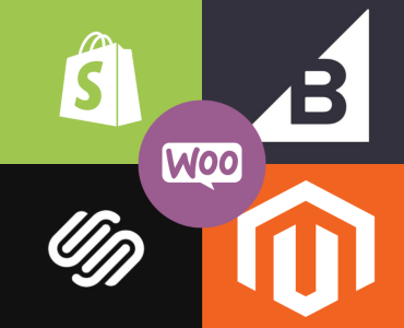Shopify, bigcommerce, squarespace, woomcommerce, magento ecommerce platforms